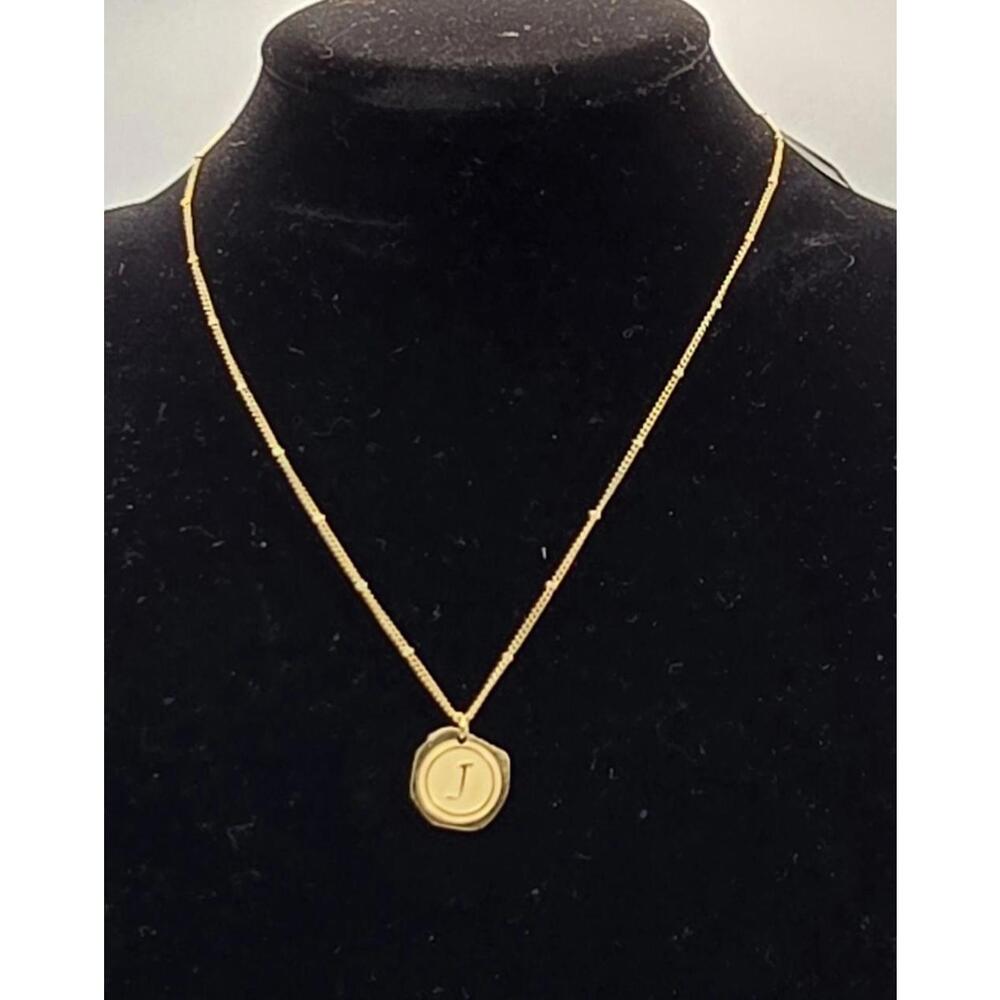 Savvy Cie 22K Gold Plated Initial Coin Necklace Letter "J” New With Tags